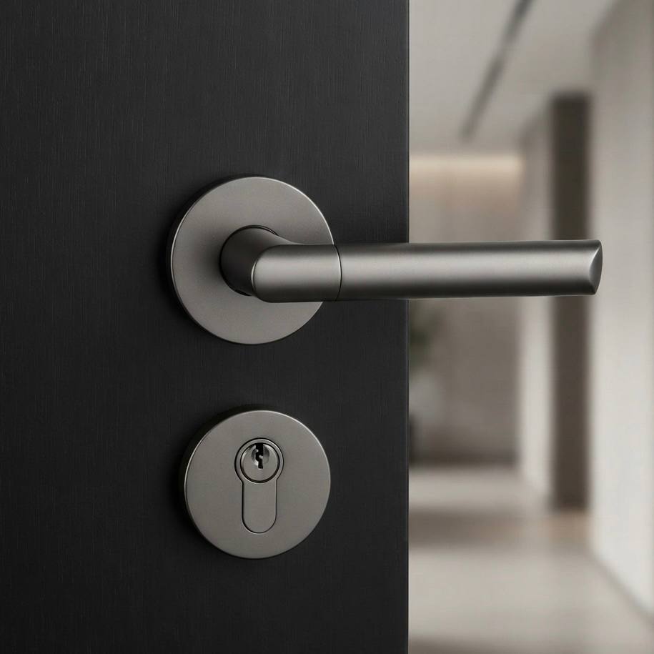 "Vanguard Round Rosette" — Lever Handle Set on Rosettes